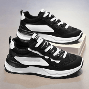 Anti-Slip Men’s Sneakers with Leather-Mesh and Breathable Interior