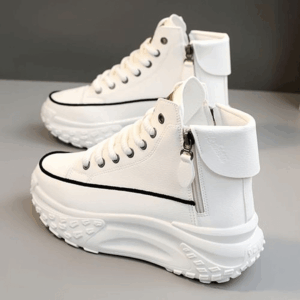 Dual Lace Up & Zipper Closure Shoes - Ladies