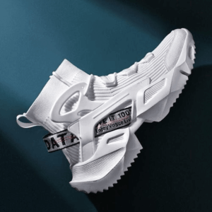 Elastic Knit Upper Breathable Sport Shoes For Men - White